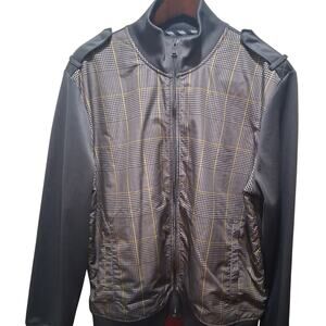 Express Design Studio Men’s Jacket XL Gray Plaid Zip Front Lightweight Casual